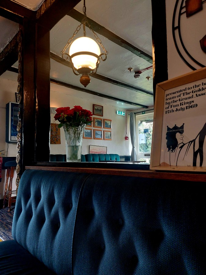 “Presented to the bat & trap team of The Golden Lion by the Grand Association of Fun Kings 12th July&nbsp;1969”.