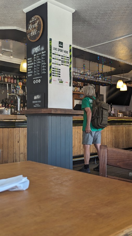 Retired crossword pint lady with&nbsp;backpack