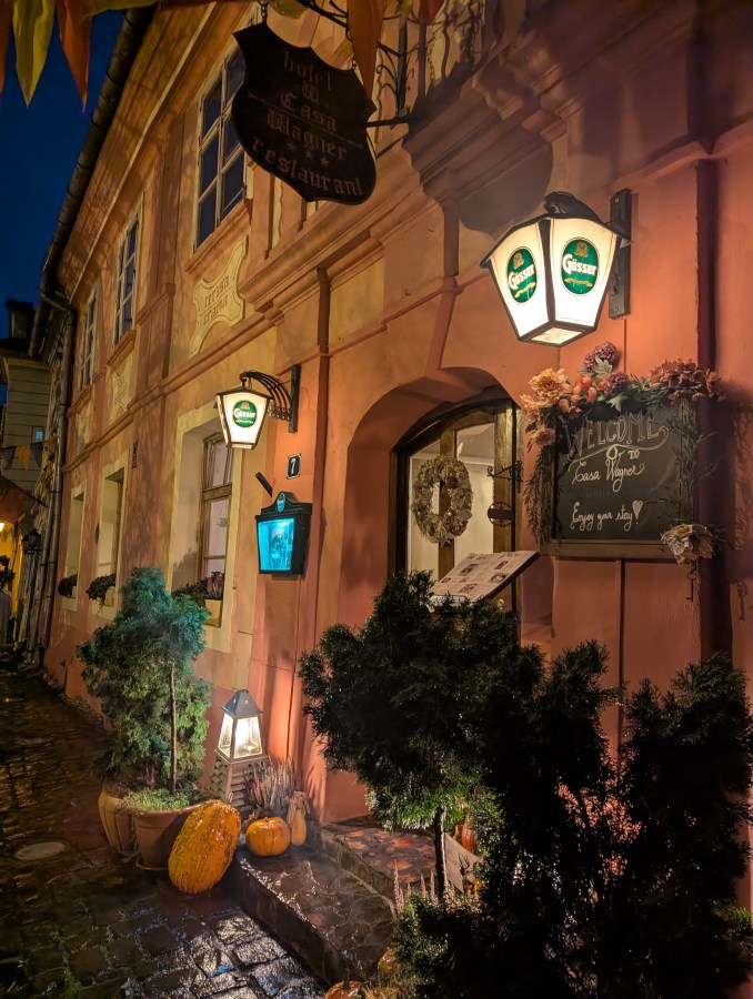 A rainy night in&nbsp;Sighișoara